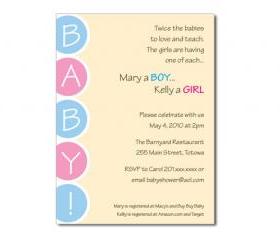 Twin/Joint Baby Shower Invitation 