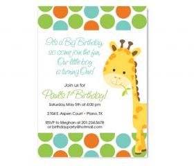 Giraffe Birthday / Baby Invitation - Custom Colors