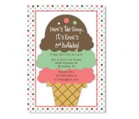 Ice Cream Sundae Birthday Invitation - Custom Colors