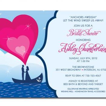 Nautical Themed Custom Bridal Shower Invitation