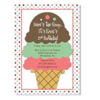 Ice Cream Sundae Birthday Invitation - Custom Colors